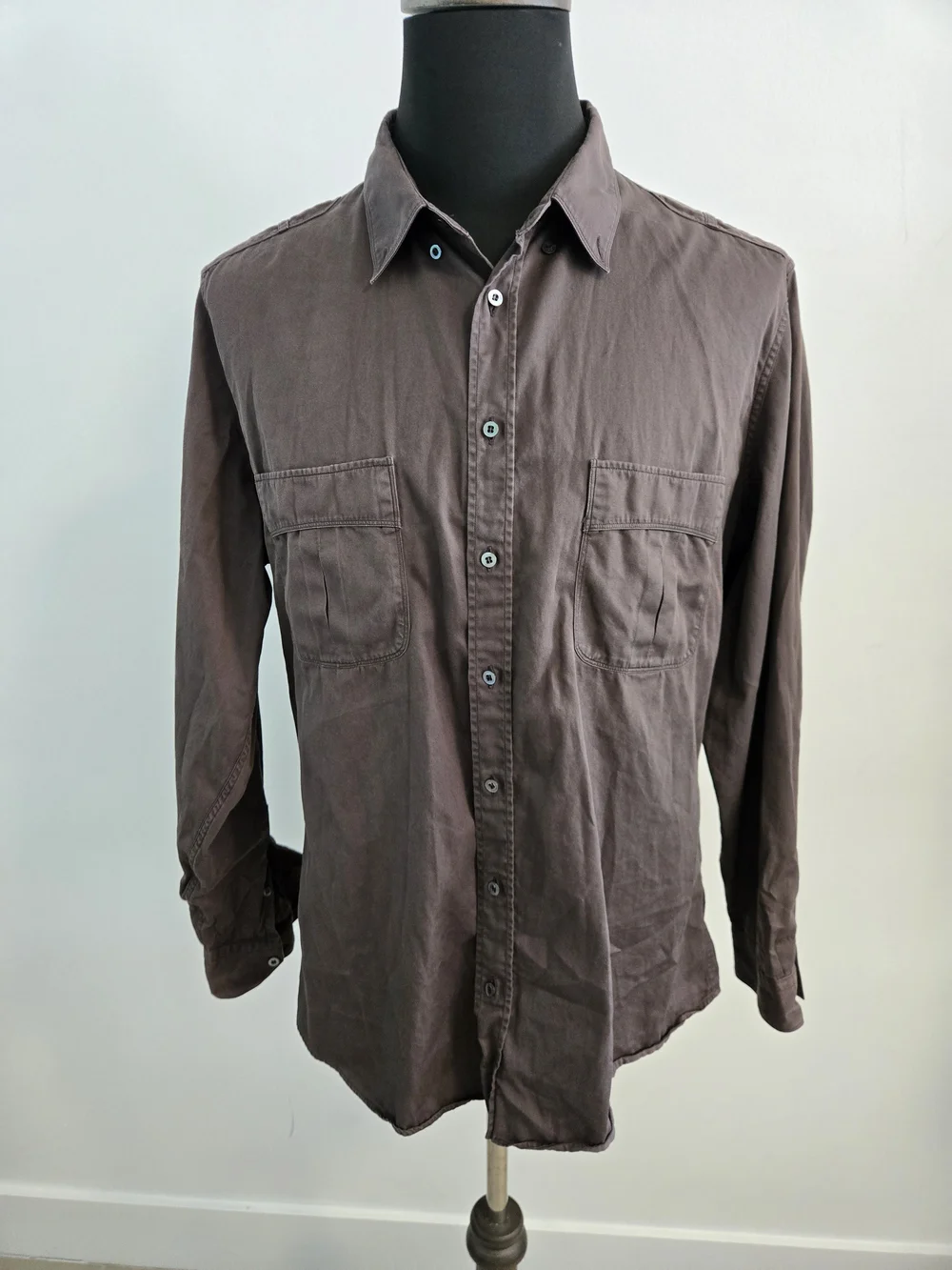 Gucci Chocolate Brown Casual Button Down Shirt 100% Cotton Size 46